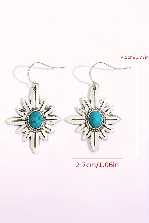 Western Flower Motif Alloy Dangle Hook Earrings
