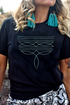 Western Geometric Embroidered Short Sleeve Graphic Tee