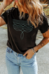 Western Geometric Embroidered Short Sleeve Graphic Tee