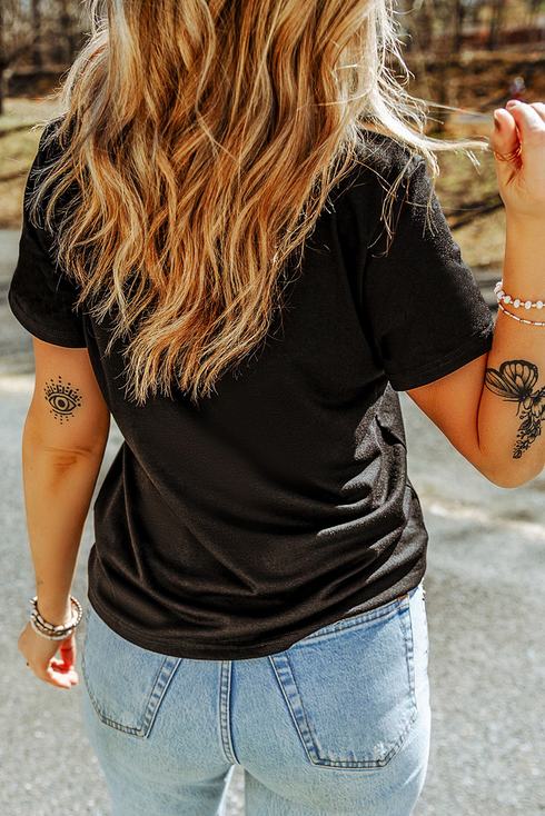 Western Geometric Embroidered Short Sleeve Graphic Tee