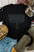 Western Geometric Embroidered Short Sleeve Graphic Tee