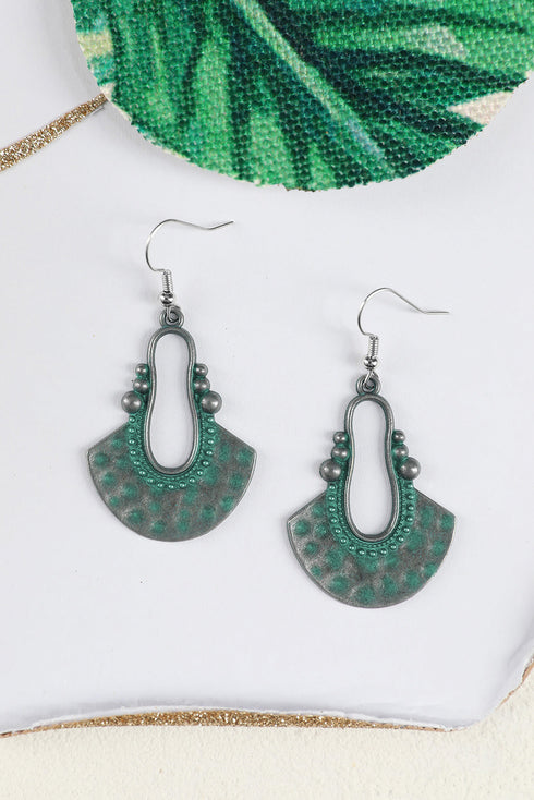 Western Geometric Fan Shape Antiqued Alloy Dangle Earrings