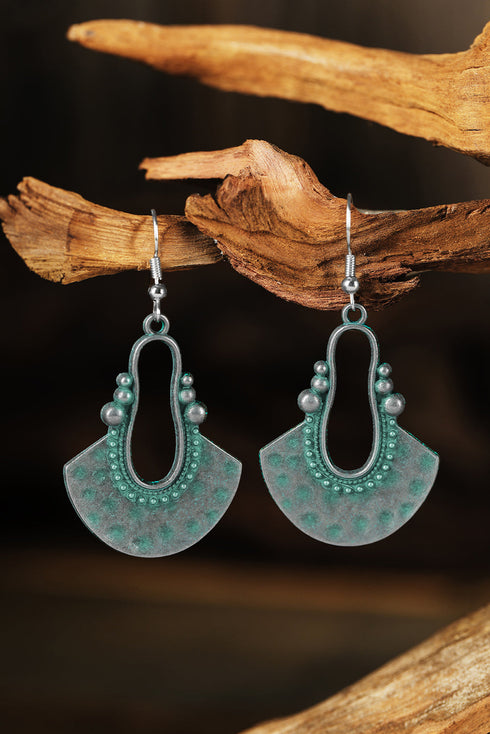 Western Geometric Fan Shape Antiqued Alloy Dangle Earrings