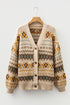 Western Geometric Pattern Button Down V Neck Cardigan