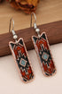 Western Geometric Pattern Textured Alloy Metal Dangle Earrings