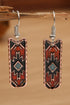 Western Geometric Pattern Textured Alloy Metal Dangle Earrings