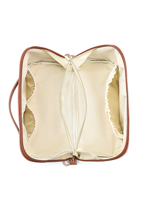 Western Geometric Print Boxy Travel Makeup Bag