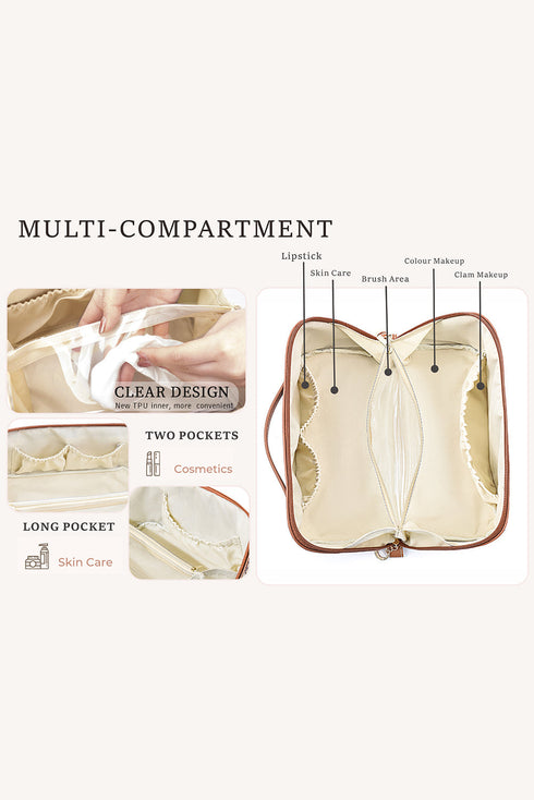 Western Geometric Print Boxy Travel Makeup Bag