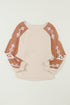 Western Geometric Print Brushed Fleece Pullover Top