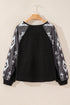 Western Geometric Print Brushed Fleece Pullover Top