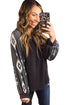 Western Geometric Print Brushed Fleece Pullover Top