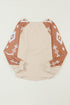 Western Geometric Print Brushed Fleece Pullover Top