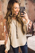 Western Geometric Print Brushed Fleece Pullover Top