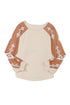 Western Geometric Print Brushed Fleece Pullover Top