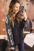 Western Geometric Print Brushed Fleece Pullover Top