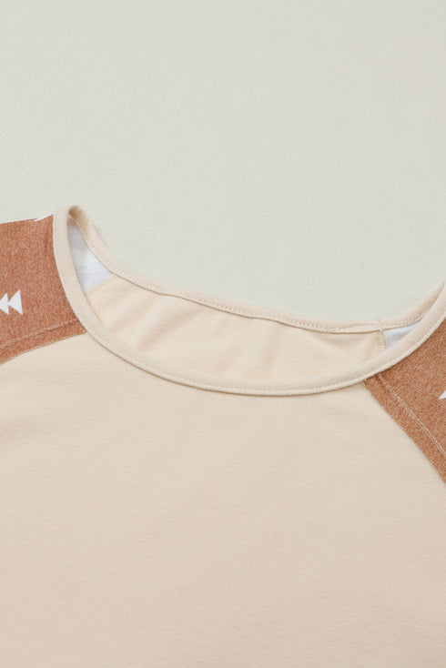 Western Geometric Print Brushed Fleece Pullover Top