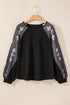 Western Geometric Print Brushed Fleece Pullover Top