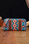 Western Geometric Print Faux Leather Zipper Wristlet Wallet