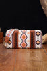 Western Geometric Print Faux Leather Zipper Wristlet Wallet