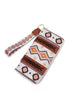 Western Geometric Print Faux Leather Zipper Wristlet Wallet