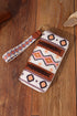 Western Geometric Print Faux Leather Zipper Wristlet Wallet