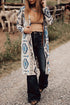 Western Geometric Print Long Sleeve Open Front Cardigan