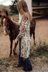 Western Geometric Print Long Sleeve Open Front Cardigan