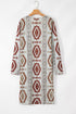 Western Geometric Print Long Sleeve Open Front Cardigan