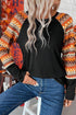 Western Geometric Print Patchwork Raglan Sleeve Knit Tee