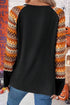 Western Geometric Print Patchwork Raglan Sleeve Knit Tee