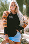 Western Geometric Print Patchwork Raglan Sleeve Knit Tee