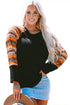 Western Geometric Print Patchwork Raglan Sleeve Knit Tee