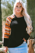 Western Geometric Print Patchwork Raglan Sleeve Knit Tee