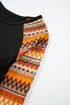 Western Geometric Print Patchwork Raglan Sleeve Knit Tee