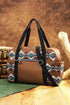 Western Geometric Print PU Leather Large Travel Duffel Bag