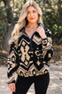 Western Geometric Print Quarter Snap Sherpa Pullover