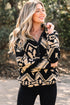 Western Geometric Print Quarter Snap Sherpa Pullover