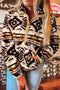 Western Geometric Print Quarter Snap Sherpa Pullover