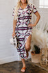 Western Geometric Print Short Sleeve Maxi Dress