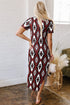 Western Geometric Print Short Sleeve Maxi Dress