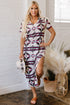Western Geometric Print Short Sleeve Maxi Dress