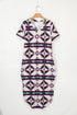 Western Geometric Print Short Sleeve Maxi Dress
