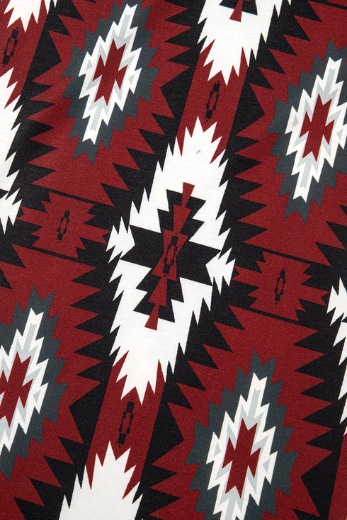 Western Geometric Print Short Sleeve Maxi Dress
