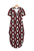 Western Geometric Print Short Sleeve Maxi Dress