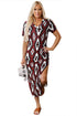Western Geometric Print Short Sleeve Maxi Dress