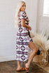 Western Geometric Print Short Sleeve Maxi Dress