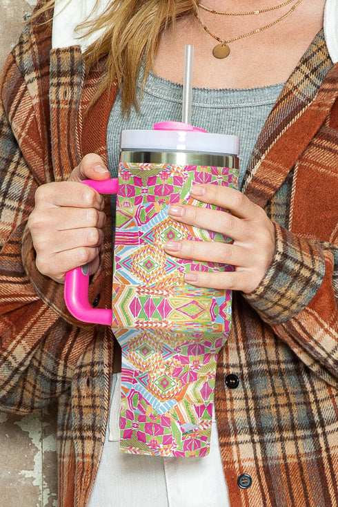 Western Geometric Print Stainless Steel Vacuum Insulated Tumbler