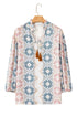 Western Geometric Print Tassel Tie Split Neck Balloon Sleeve Blouse
