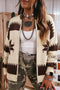 Western Geometric Print Zip Front Loose Sweater Cardigan