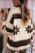 Western Geometric Print Zip Front Loose Sweater Cardigan